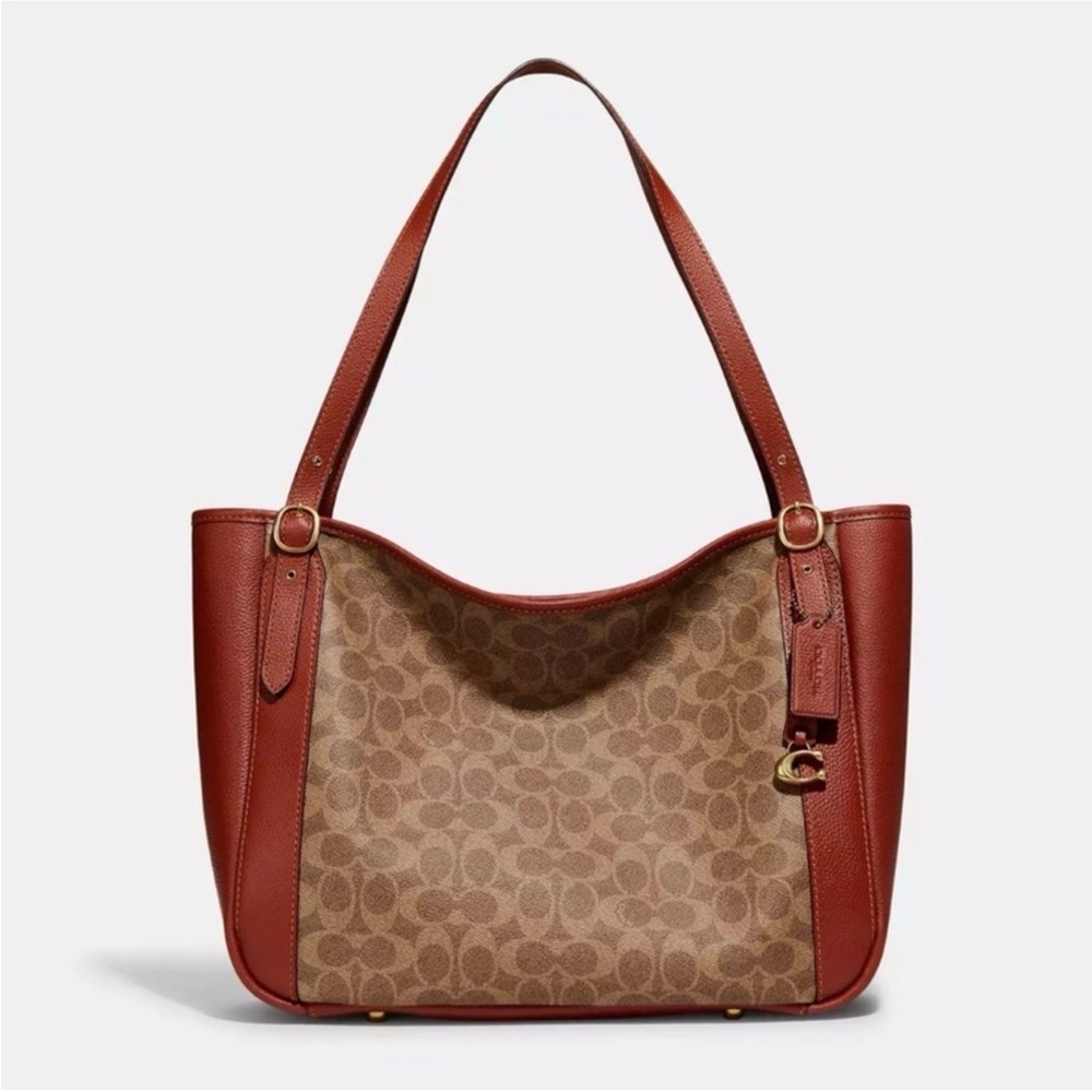 Coach Red and Tan Shoulder Tote Bag